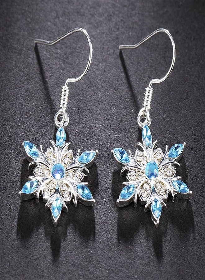 Modpide Women Crystal Winter Snowflake Pendant Necklace Hook Dangle Earrings Set for Women Christmas Gift(silver crystal set) - Image 5
